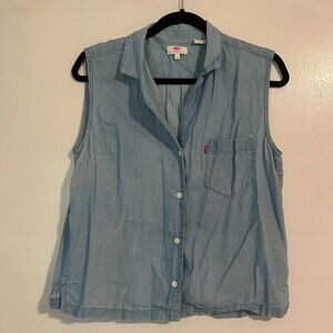 Levi's chambray denim colored sleeveless button up